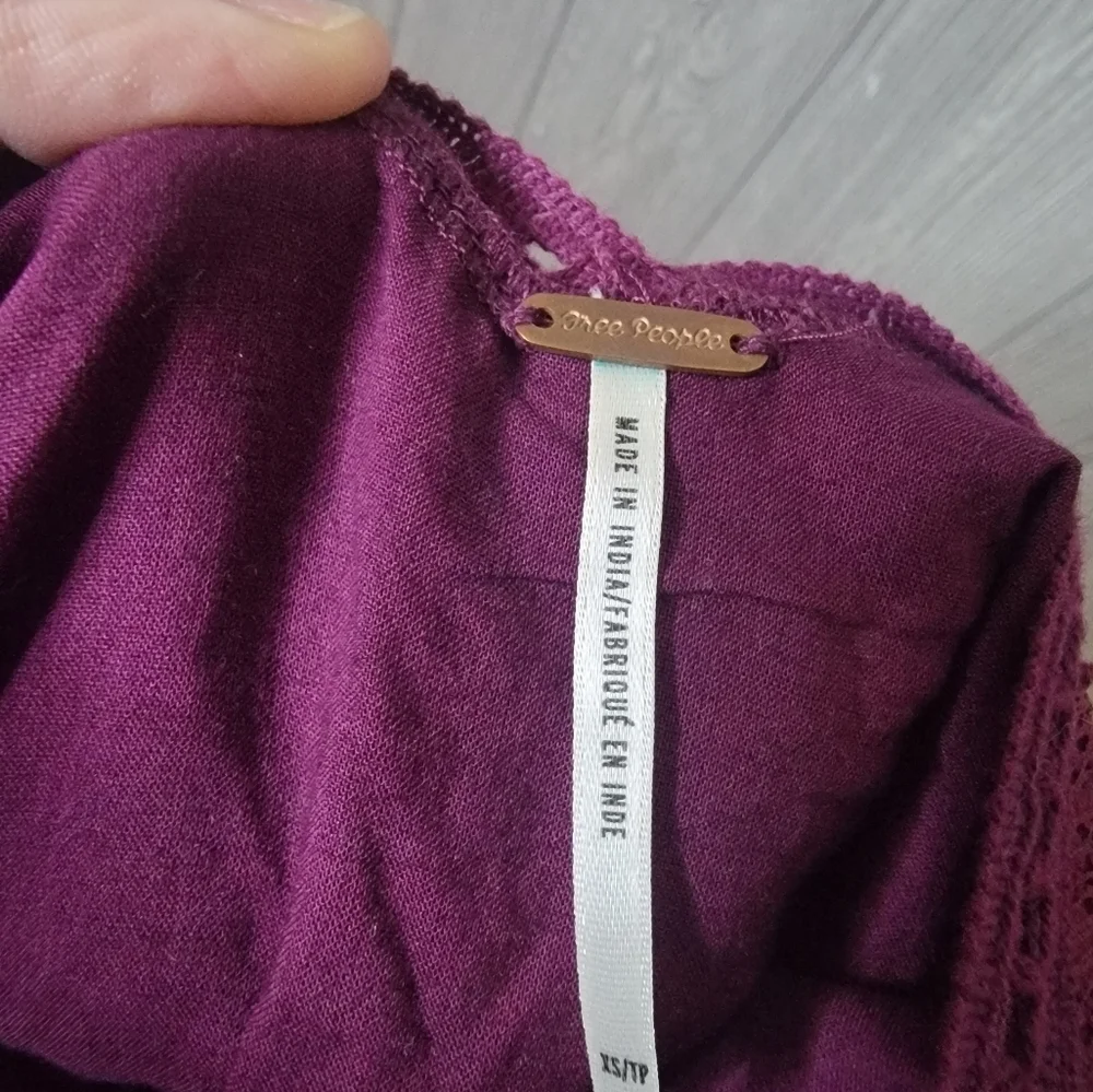 Free People Deep Cranberry Knit Top